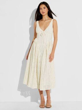 wild fable Cream Lace Midi Dress